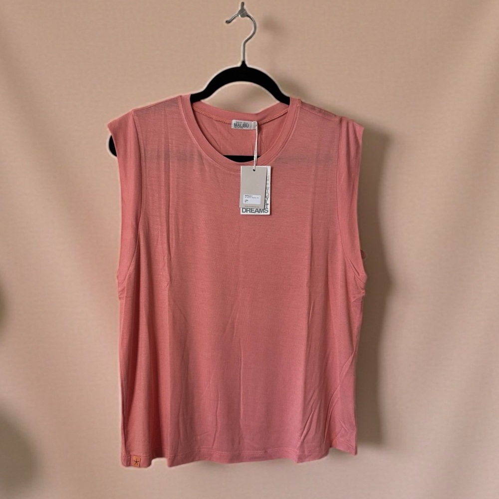 Barefoot Dreams Malibu Collection Modal Muscle Tee NWT Large Coral